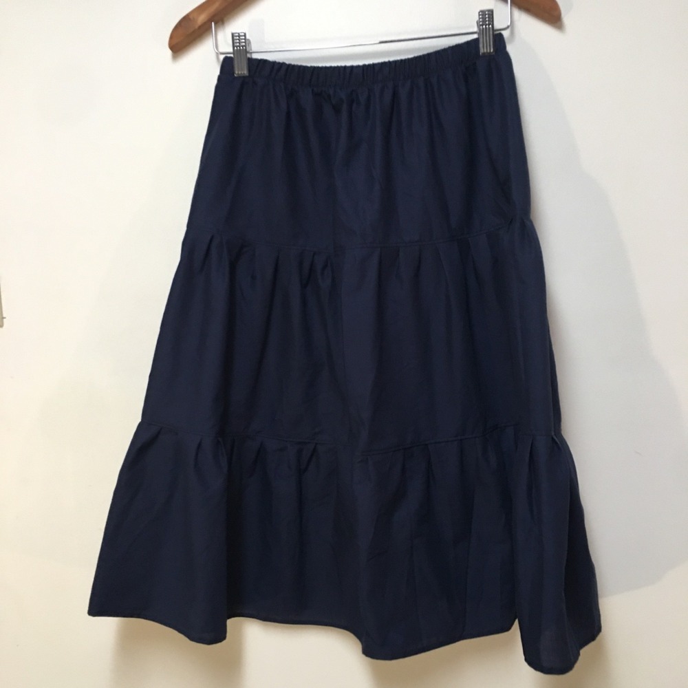 Skirt ORGANIC Girls 14/16 Midi Navy Blue Ruffle Tiered Cotton Mom and Pop's Kids - Picture 2 of 9